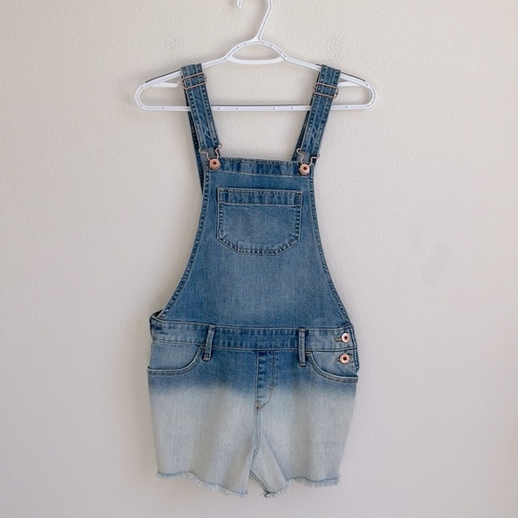 Abercrombie Kids Denim Shortalls Cut-Off Overalls Shorts - Picture 1 of 14